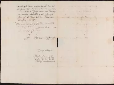 Paul Fabricius podává městské radě v Olomouci zprávu o postupu prací na obnově orloje. Vídeň 16. ledna 1574. Archiv města Olomouce, fond Zlomky registratur 1426–1786 (1890), M-1-1, inv. č. 4478.